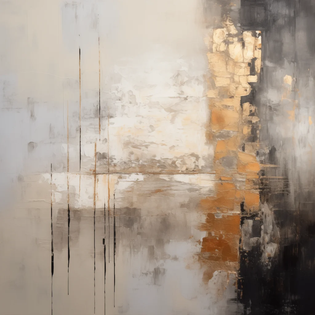 Large Abstract Original Painting Grey Black Beige and Gold